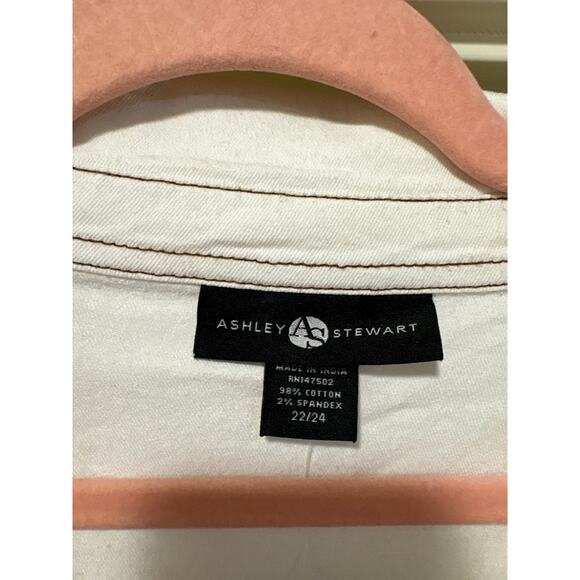 Ashley Stewart NWT Ivory Denim Button Down Western Dress - Picture 2 of 6